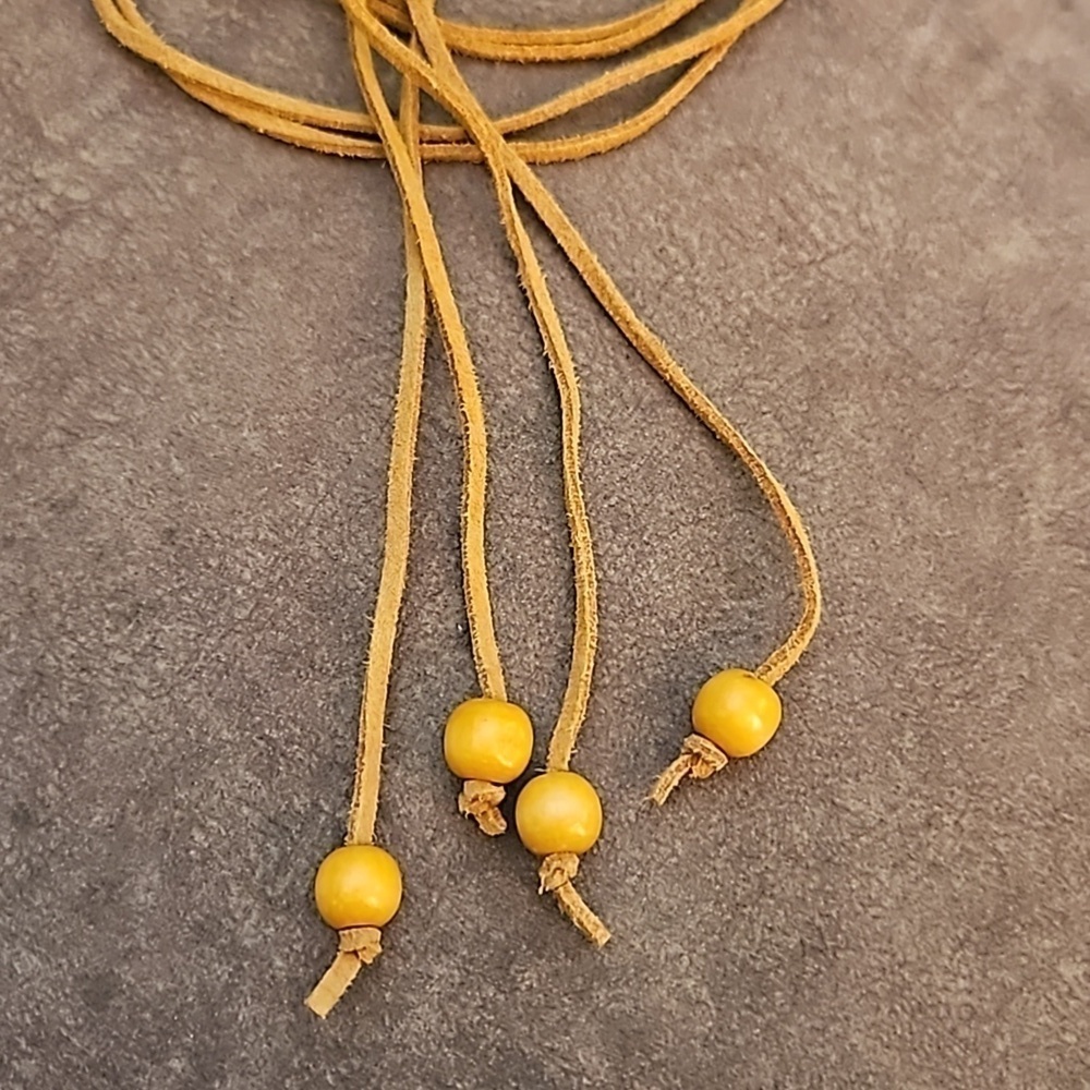 3/$30 Beaded Faux Suede Beaded Hippie Lariat Festival Waist Tie - Picture 3 of 7